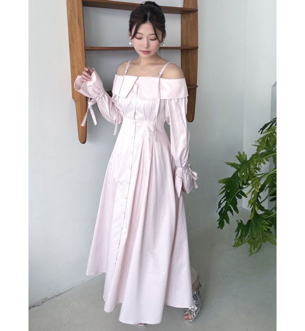 dazzlin「ウエストタックオフショルシャツワンピース」|ワンピース|