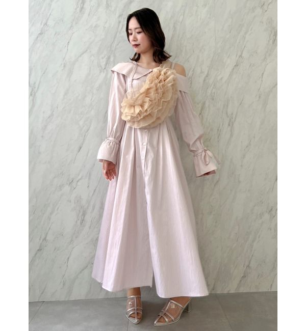 dazzlin「ウエストタックオフショルシャツワンピース」|ワンピース|