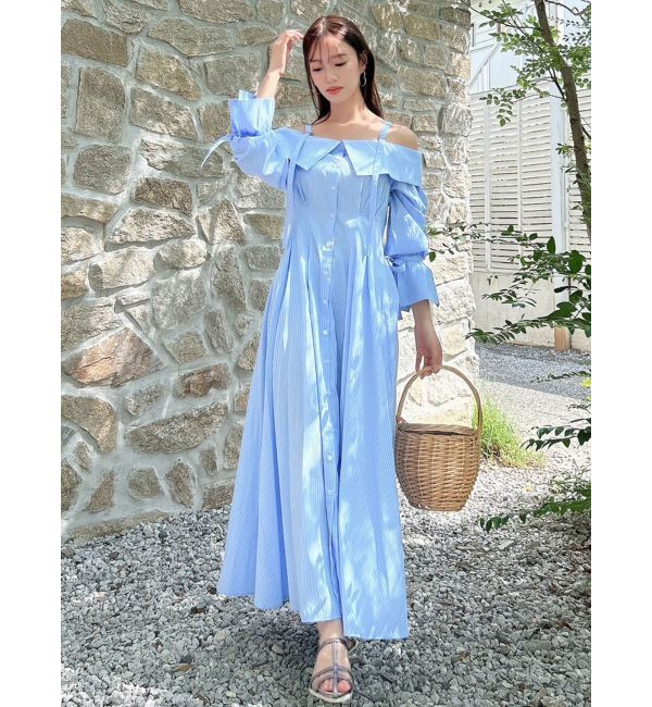 dazzlin「ウエストタックオフショルシャツワンピース」|ワンピース|