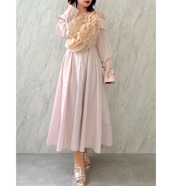 dazzlin「ウエストタックオフショルシャツワンピース」|ワンピース|