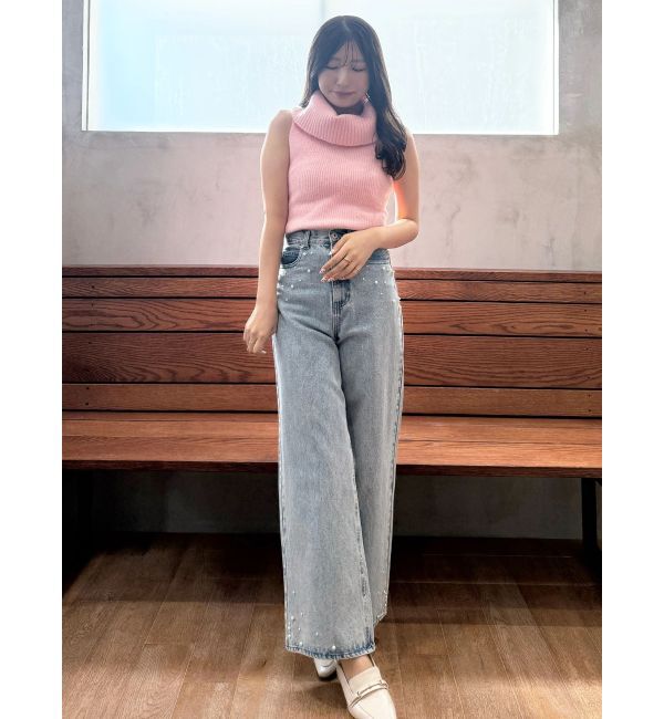 MERCURYDUO「パールデニムパンツ」|デニム|