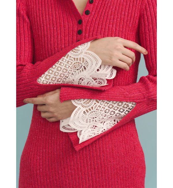 LAGUNAMOON「ラメブレンドレースカフスニットワンピース」|ワンピース|