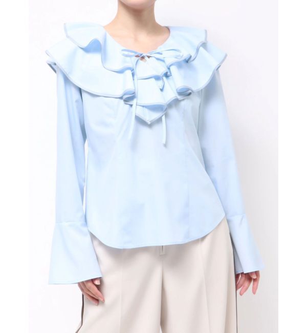 LAGUNAMOON「ラッフルパイピングブラウス」|シャツ・ブラウス|ブルー