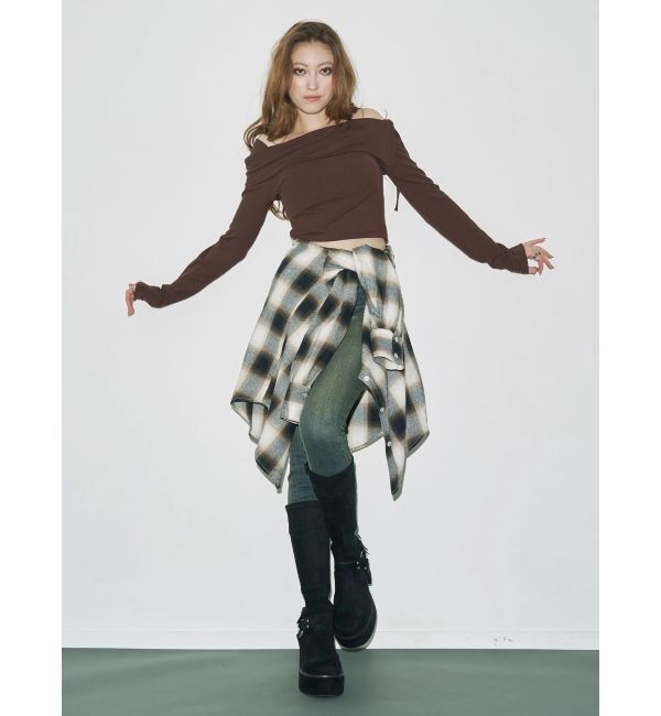 EVRIS「フードチェックオーバーサイズシャツ【セットアップ着用可能】」|シャツ・ブラウス|