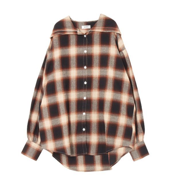 EVRIS「フードチェックオーバーサイズシャツ【セットアップ着用可能】」|シャツ・ブラウス|