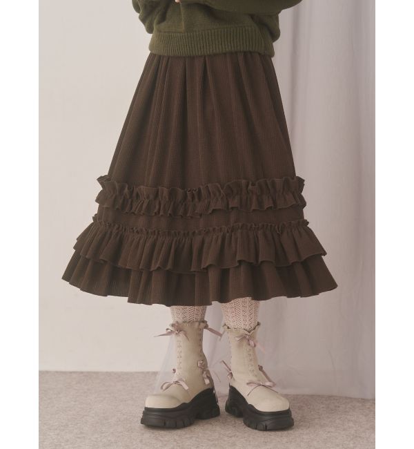 merry jenny「コーデュロイフリルタックスカート」|スカート|