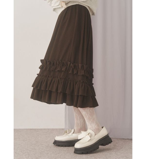merry jenny「コーデュロイフリルタックスカート」|スカート|