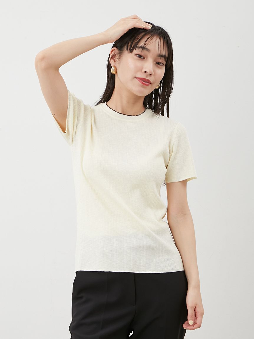 Mila Owen「【セットアップ対応】スカラップデザインアンサンブル半袖プルオーバー」|Tシャツ・カットソー|