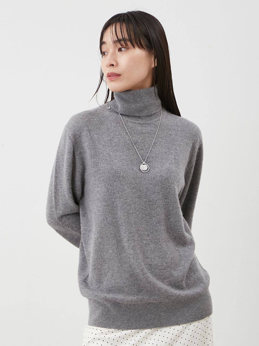 Mila Owen「ウール100％ベーシックタートルネックニット」|ニット・セーター|GRY