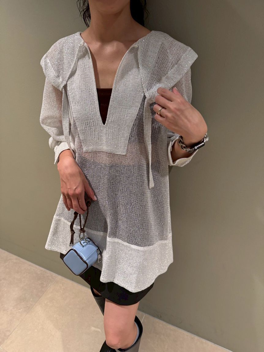 emmi atelier「ラメメッシュブラウス」|シャツ・ブラウス|