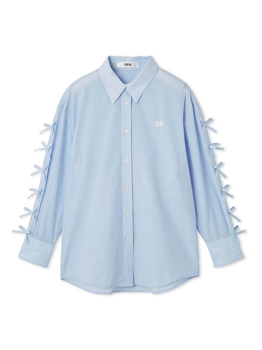 FURFUR「リボンスリーブシアーシャツ」|シャツ・ブラウス|SAX