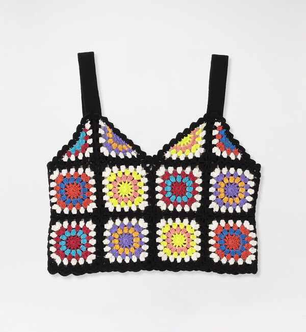  「グラニークロシェキャミトップス」|キャミソール|ブラック