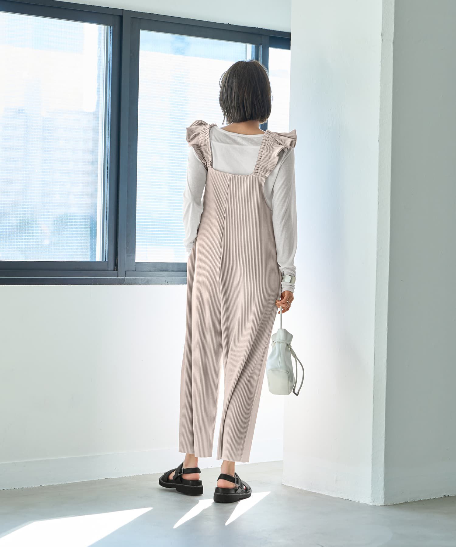 STYLE DELI「プリーツ加工フリルストラップサロペット」|オールインワン|
