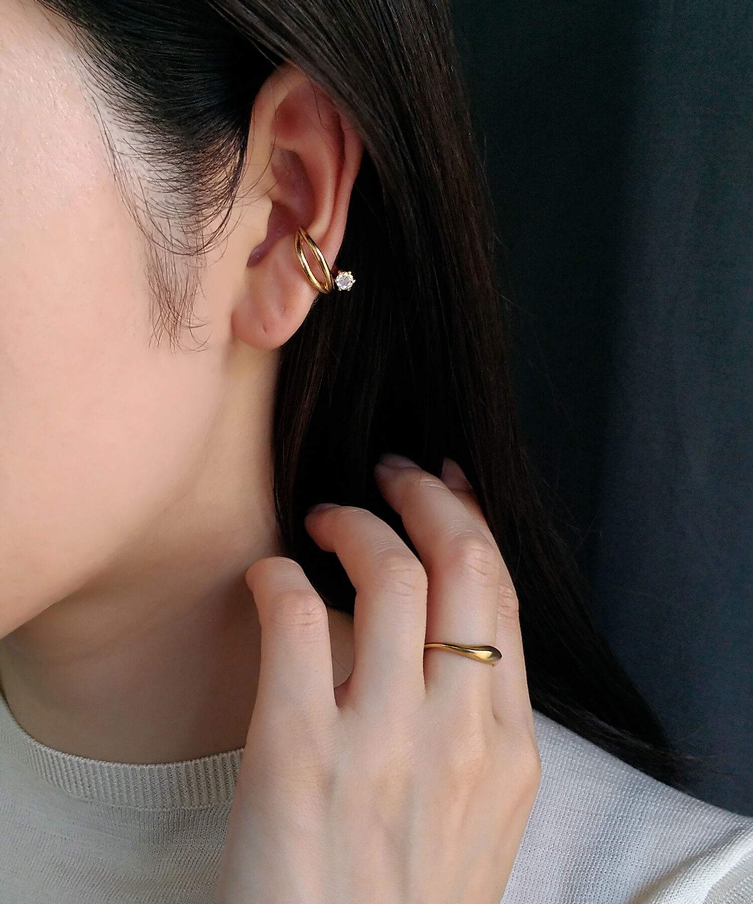  「silver925 2連&times;ロイヤルブルームーンストーン イヤーカフ (ニッケルフリー)」|イヤーカフ|