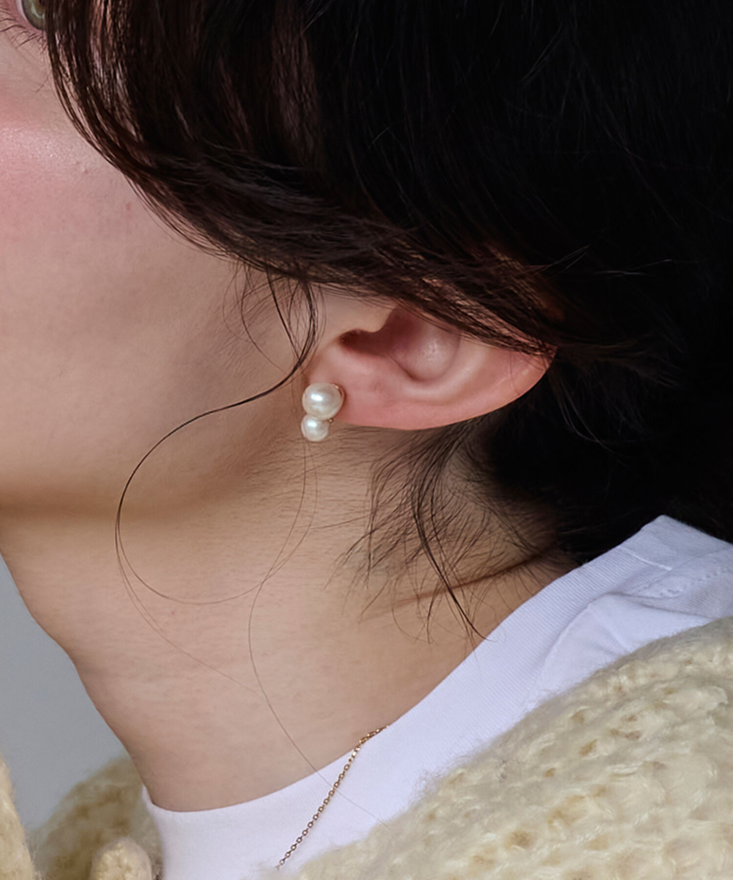 Phoebe「【金属アレルギー対応】ツインパールセラミックピアス」|ピアス|