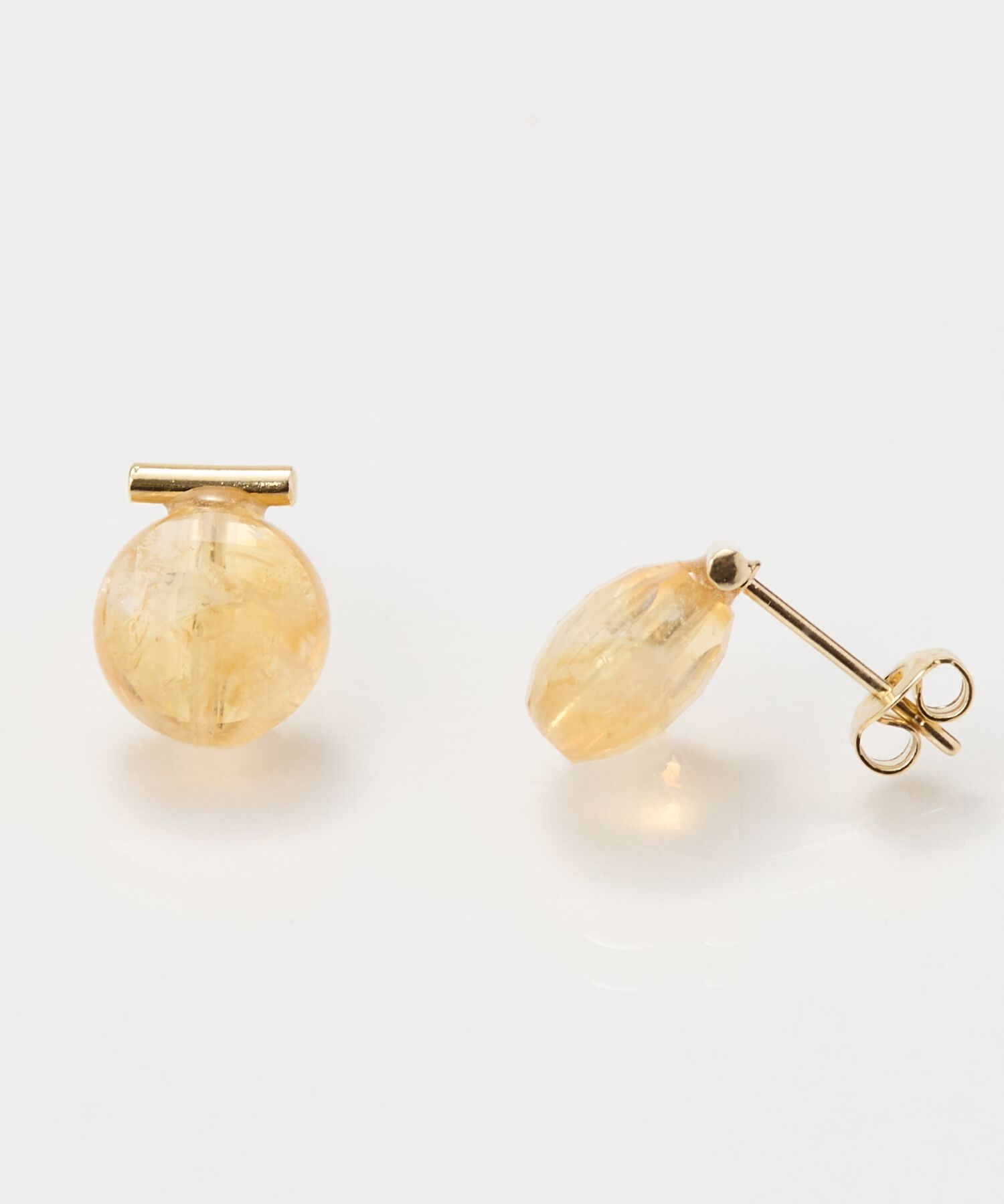 Phoebe「【金属アレルギー対応】パワーストーンバーピアス　シトリン/天然石」|ピアス|