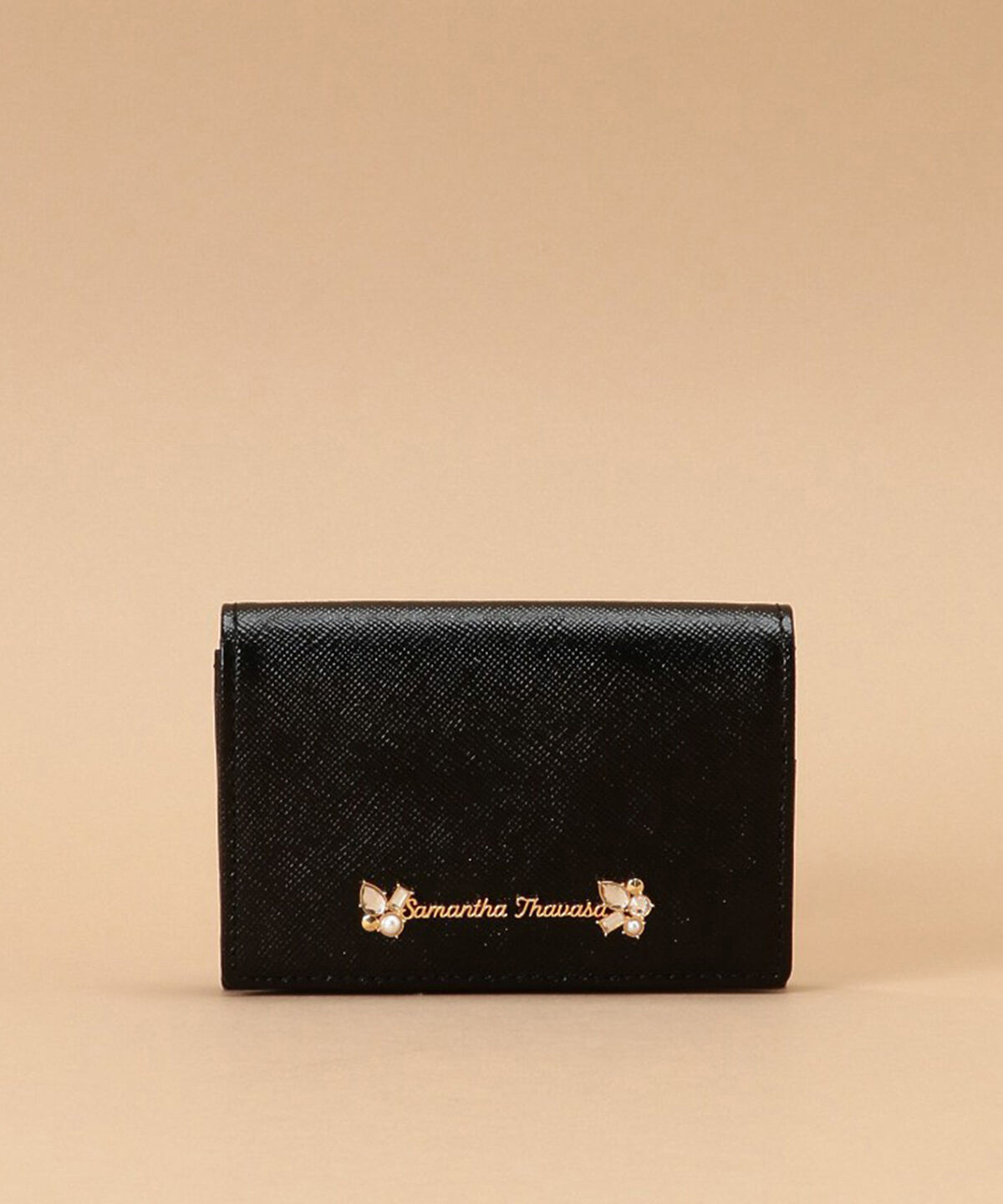 Samantha Thavasa「ラメレザービジュー カードケース」|名刺入れ・カードケース|ブラック