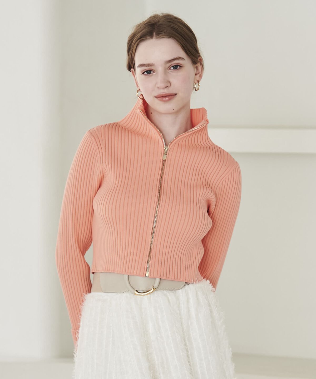 アンドクチュール「リブジッパーカーディガン」|カーディガン|