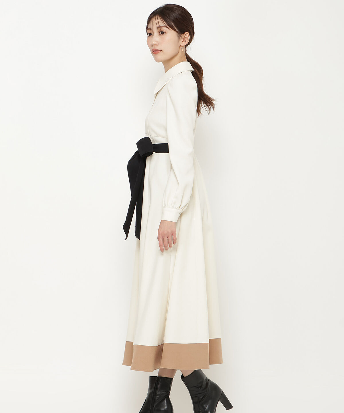 アンドクチュール「配色シャツワンピース」|ワンピース|