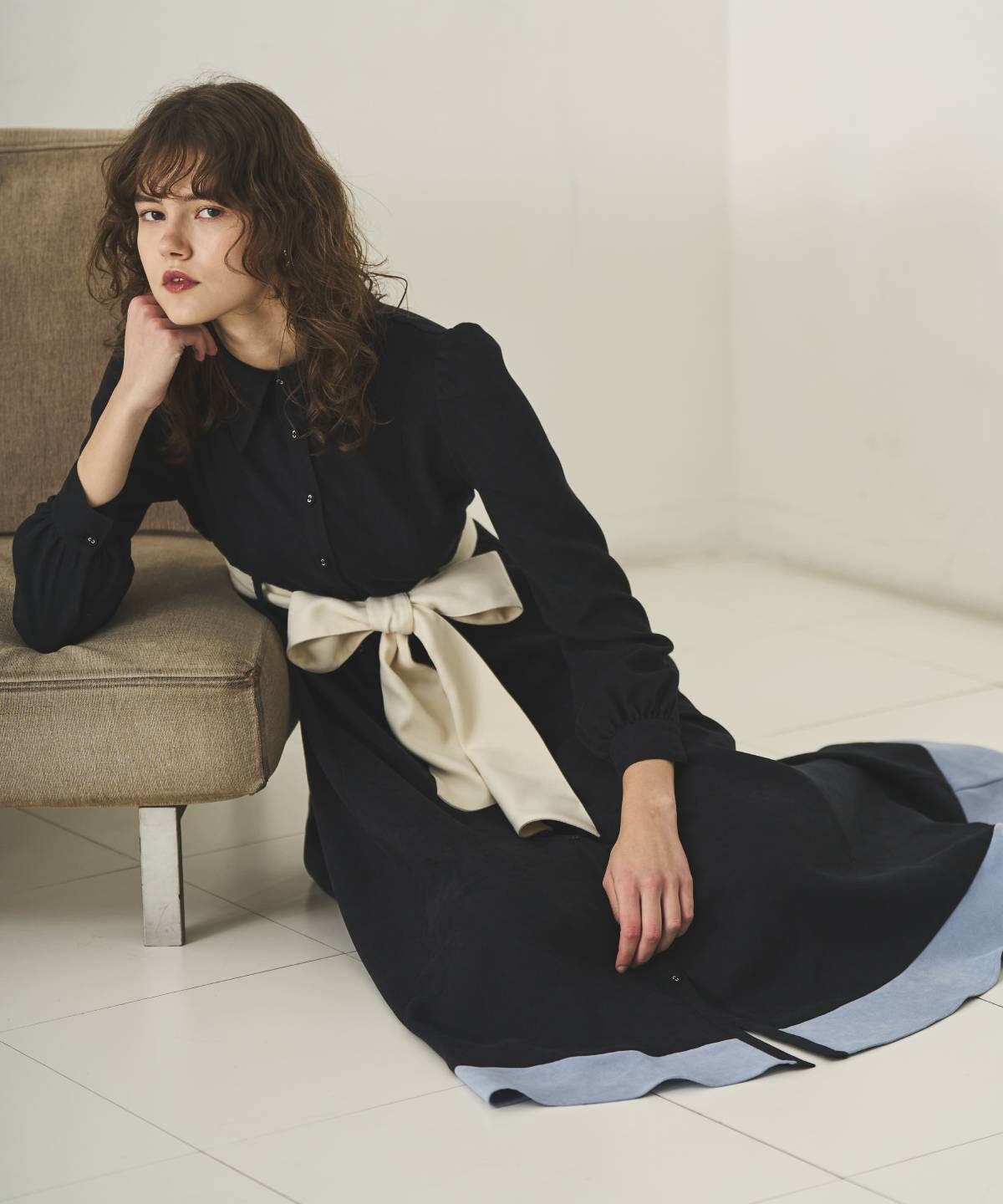 アンドクチュール「配色シャツワンピース」|ワンピース|