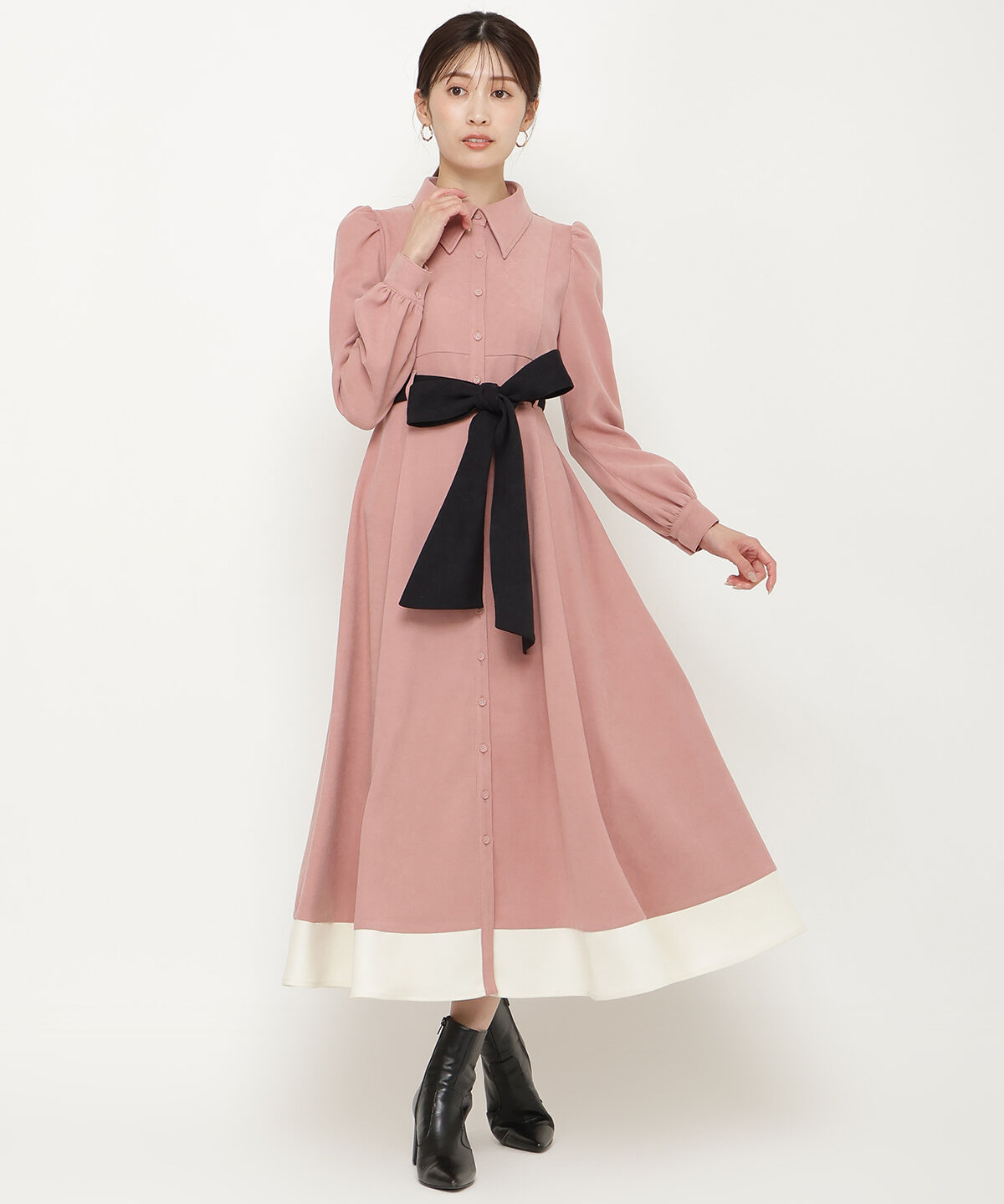 アンドクチュール「配色シャツワンピース」|ワンピース|