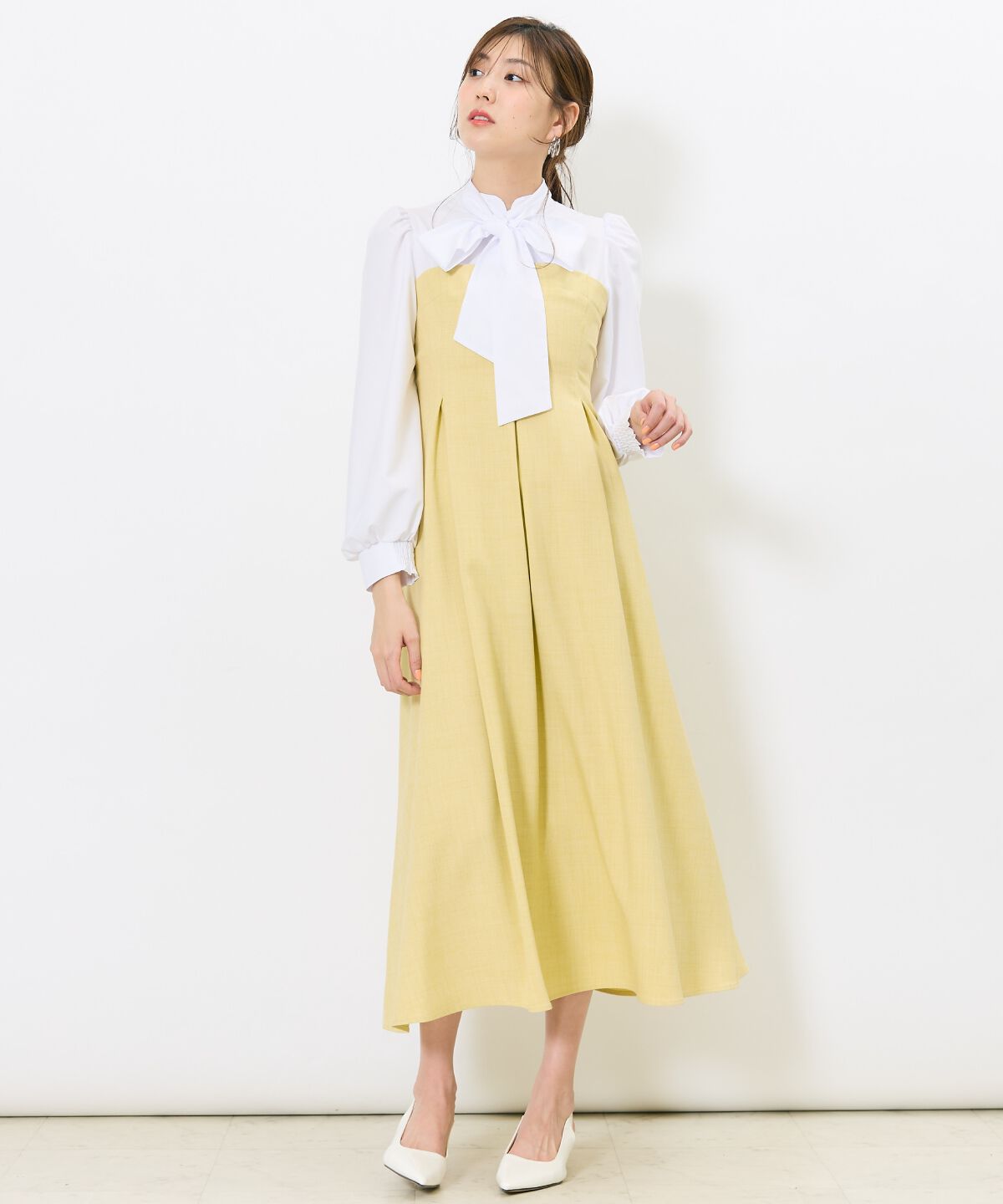 アンドクチュール「ヨーク切替リボンタイワンピース」|ワンピース|