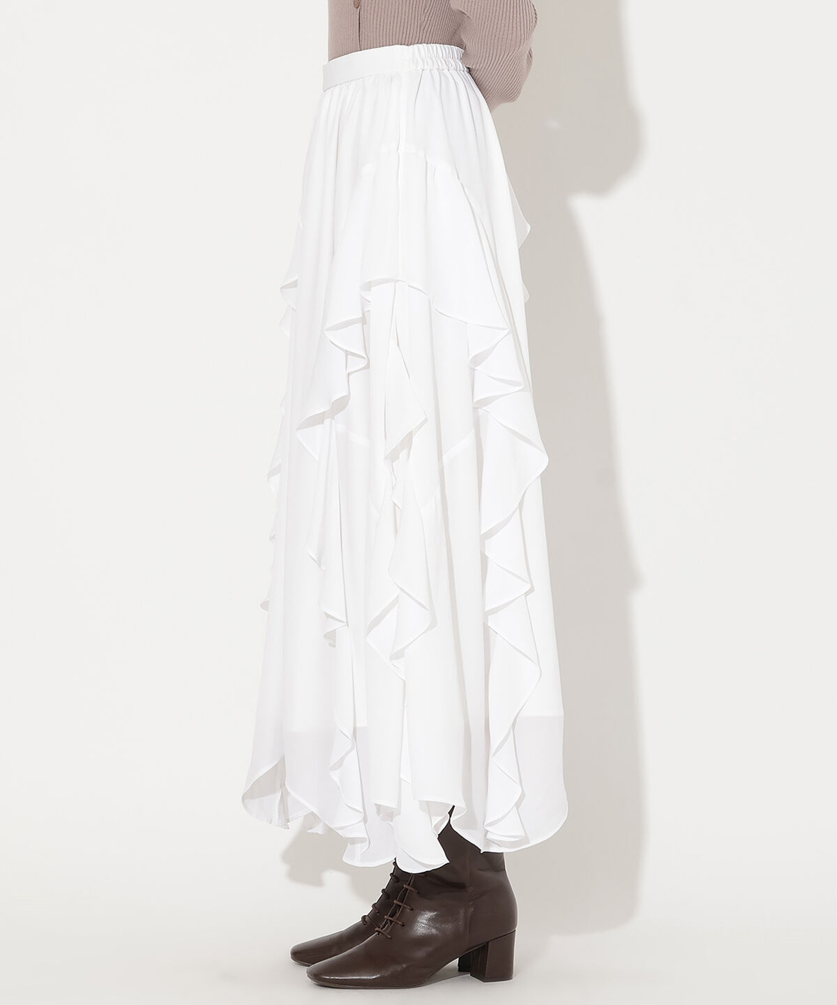 アンドクチュール「ラッフル切替フレアスカート」|フレア|