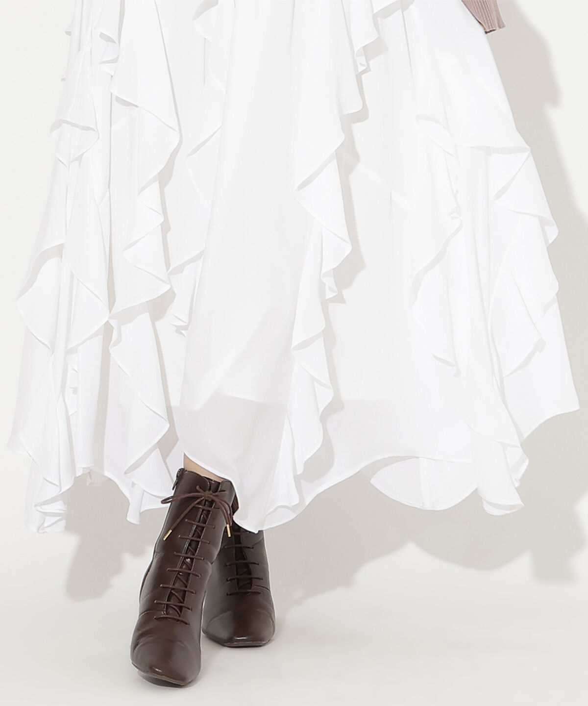 アンドクチュール「ラッフル切替フレアスカート」|フレア|