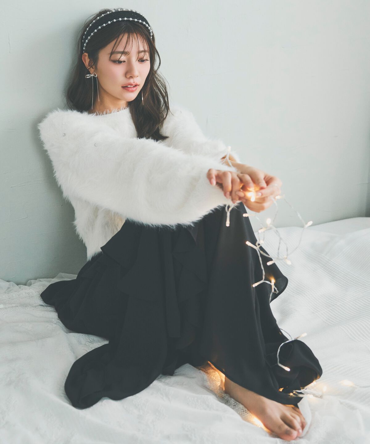 アンドクチュール「ラッフル切替フレアスカート」|フレア|