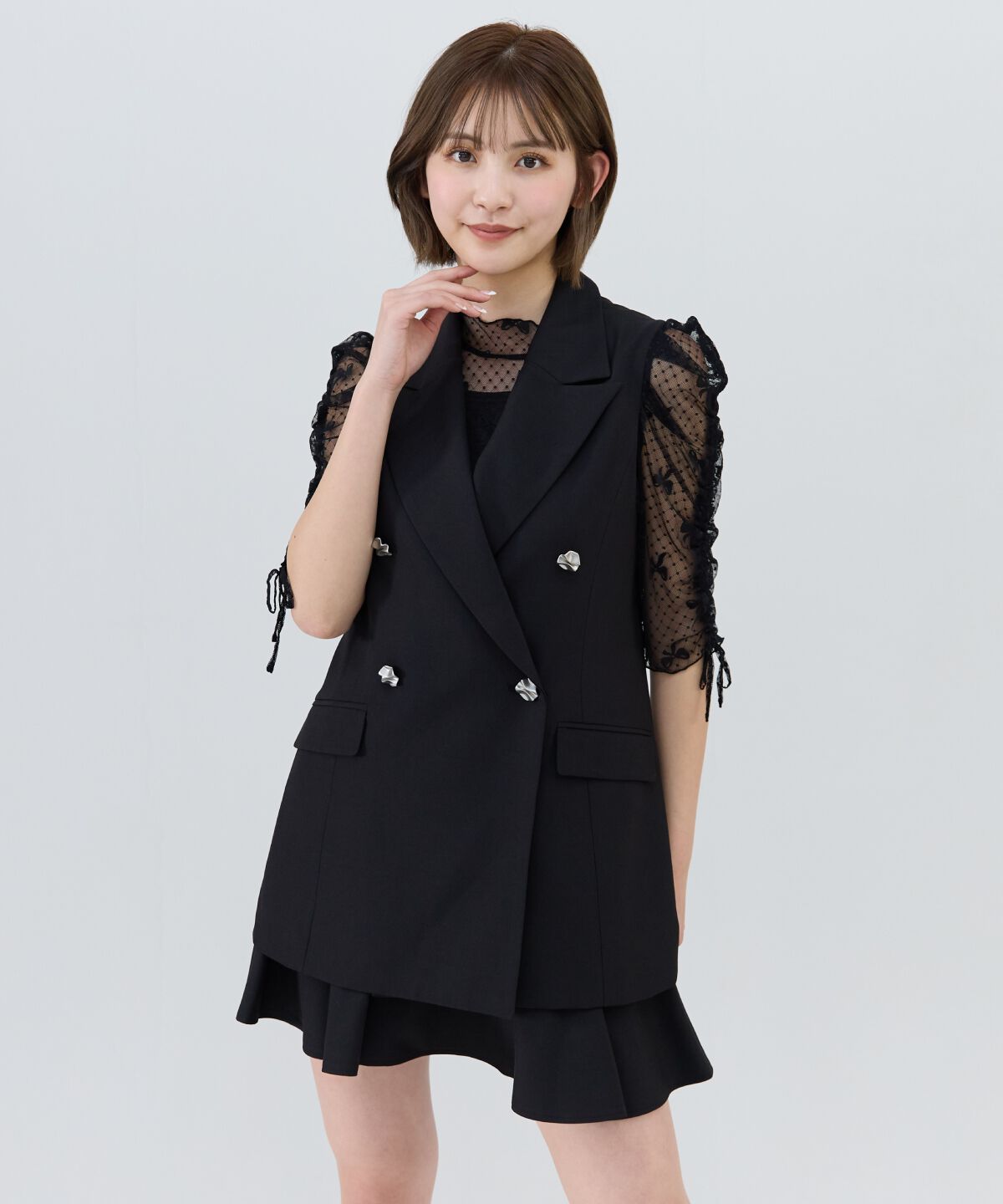 REDYAZEL「バックオープンベスト&times;フレアミニスカートセットアップ」|ワンピース|