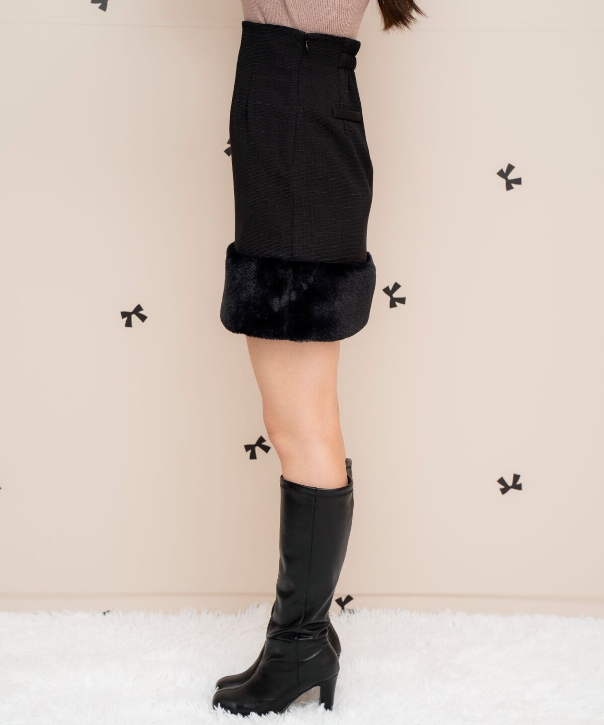 WILLSELECTION「裾ファーハイウエストミニスカート」|台形|