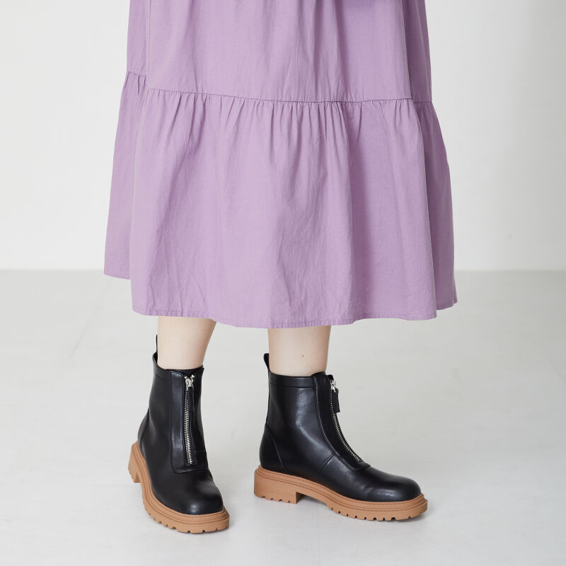 ORiental TRaffic「フロントジップブーツ/31412 厚底　ボアブーツ」|ショートブーツ|