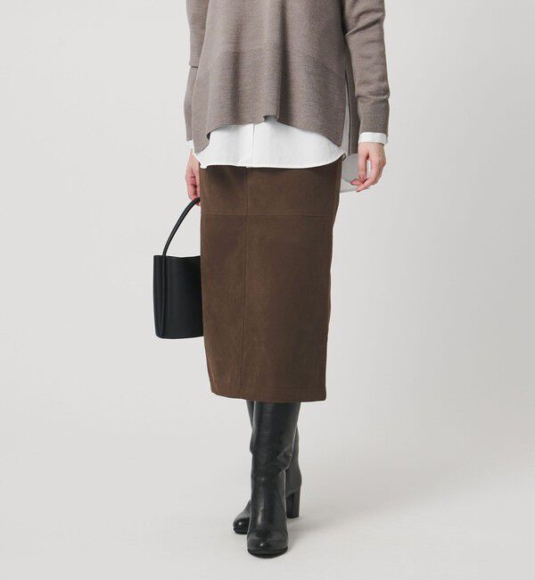 UNITED ARROWS「スエードライク タイトスカート ‐ウォッシャブル‐」|タイト|DK.BROWN