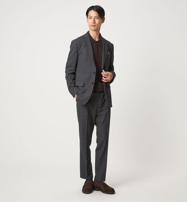 UNITED ARROWS green label relaxing「A+ TWPU バーズアイ スリム アジャスター スラックス -ウォッシャブル・ストレッチ-」|スラックス|