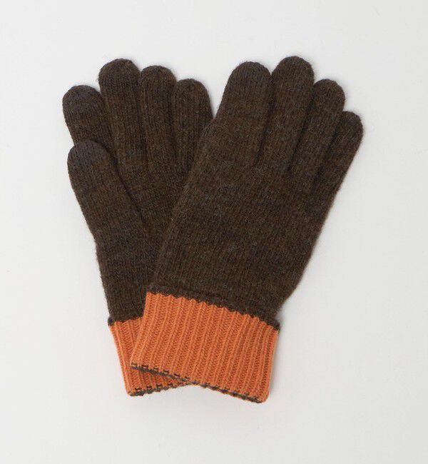 UNITED ARROWS green label relaxing「バイカラー ニット グローブ -タッチパネル対応-」|手袋|DK.BROWN