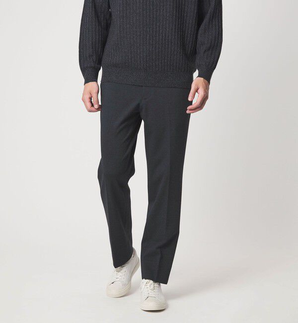 UNITED ARROWS green label relaxing「エブリット TRPU ジャカード ジャージー スタンダード イージー スラックス -ウォッシャブル・ストレッチ-」|スラックス|NAVY