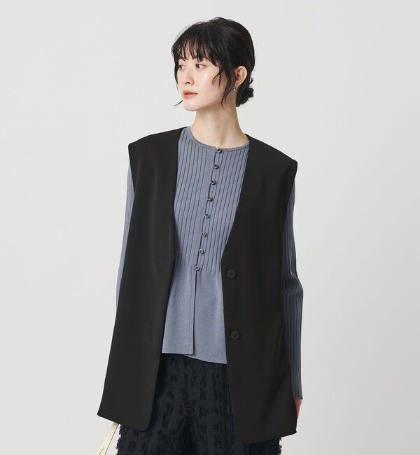 BEAUTY&YOUTH UNITED ARROWS「【WEB限定 Wardrobe DAILY MINIMAL】ダブルクロス リボンベルトジレ ウォッシャブル」|ベスト・ジレ|