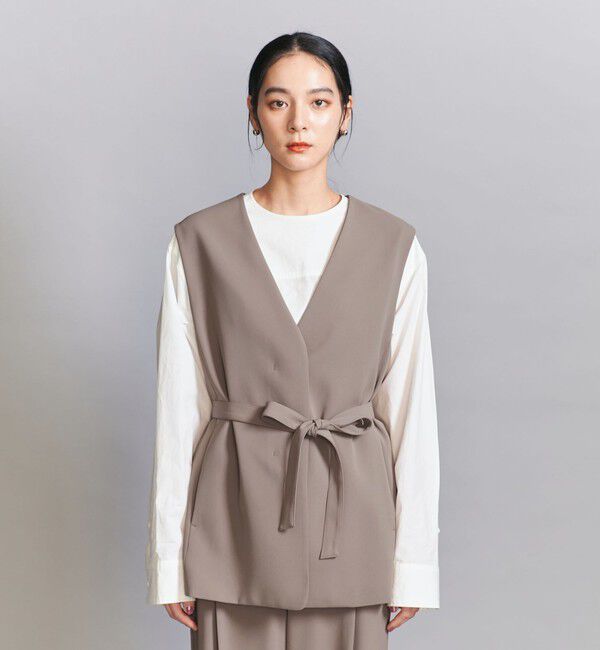 BEAUTY&YOUTH UNITED ARROWS「【WEB限定 Wardrobe DAILY MINIMAL】ダブルクロス リボンベルトジレ ウォッシャブル」|ベスト・ジレ|