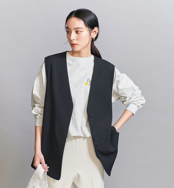 BEAUTY&YOUTH UNITED ARROWS「【WEB限定 Wardrobe DAILY MINIMAL】ダブルクロス リボンベルトジレ ウォッシャブル」|ベスト・ジレ|NAVY