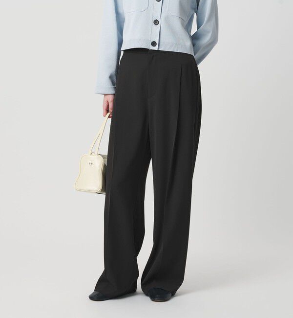 BEAUTY&YOUTH UNITED ARROWS「【WEB限定 Wardrobe DAILY MINIMAL】ダブルクロス タックワイドストレートパンツ -ウォッシャブル-」|スラックス|