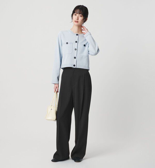 BEAUTY&YOUTH UNITED ARROWS「【WEB限定 Wardrobe DAILY MINIMAL】ダブルクロス タックワイドストレートパンツ -ウォッシャブル-」|スラックス|