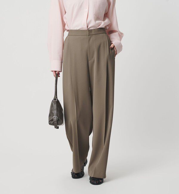 BEAUTY&YOUTH UNITED ARROWS「【WEB限定 Wardrobe DAILY MINIMAL】ダブルクロス タックワイドストレートパンツ -ウォッシャブル-」|スラックス|