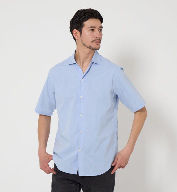 BEAUTY&YOUTH UNITED ARROWS「【WEB限定 WARDROBE SMART】コットン ワイドカラー スキッパーシャツ」|シャツ・ブラウス|LT.BLUE
