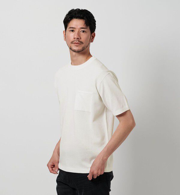 BEAUTY&YOUTH UNITED ARROWS「【WEB限定 WARDROBE SMART】マシーンウォッシュ 1ポケット ニット Tシャツ【抗菌・防臭】」|ニット・セーター|