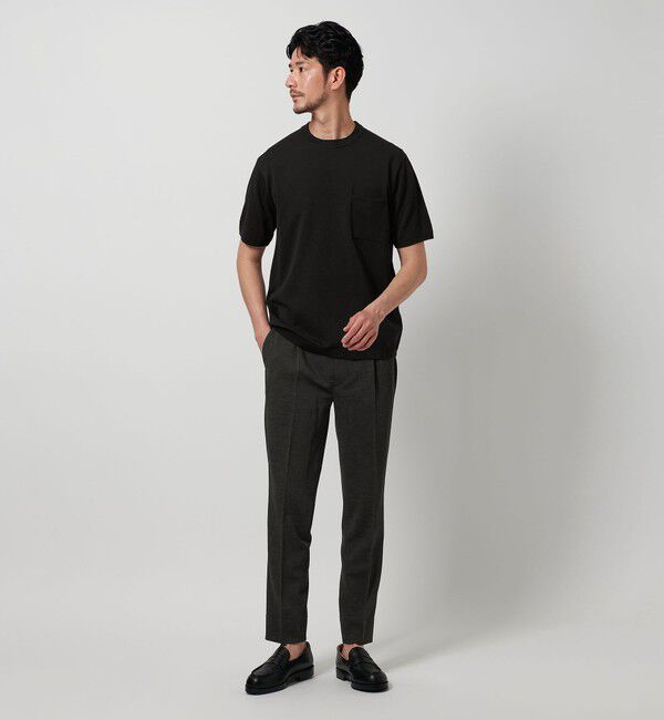BEAUTY&YOUTH UNITED ARROWS「【WEB限定 WARDROBE SMART】マシーンウォッシュ 1ポケット ニット Tシャツ【抗菌・防臭】」|ニット・セーター|