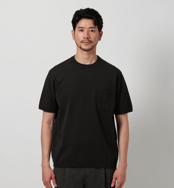 BEAUTY&YOUTH UNITED ARROWS「【WEB限定 WARDROBE SMART】マシーンウォッシュ 1ポケット ニット Tシャツ【抗菌・防臭】」|ニット・セーター|
