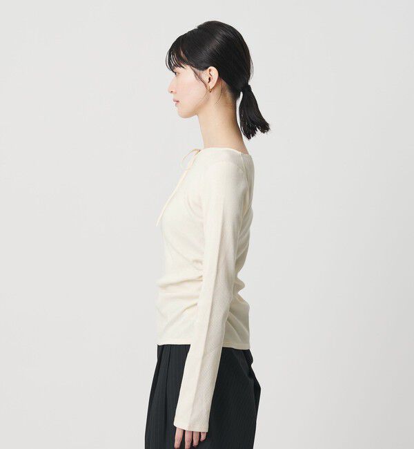 BEAUTY&YOUTH UNITED ARROWS「コットンリブ リボンギャザーカットソー」|Tシャツ・カットソー|