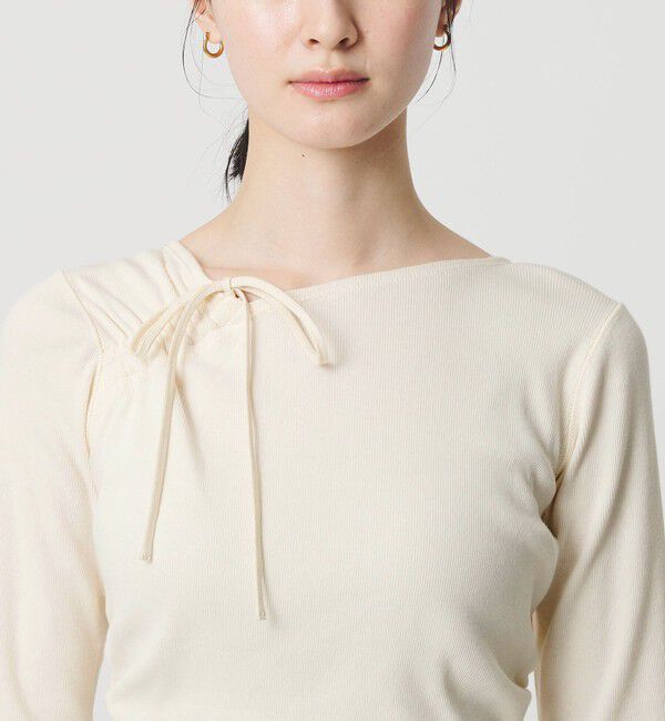 BEAUTY&YOUTH UNITED ARROWS「コットンリブ リボンギャザーカットソー」|Tシャツ・カットソー|