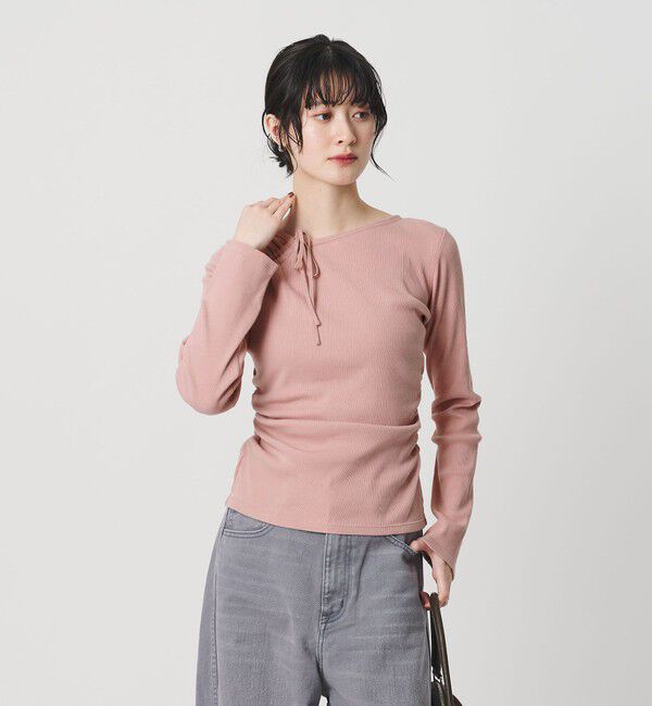 BEAUTY&YOUTH UNITED ARROWS「コットンリブ リボンギャザーカットソー」|Tシャツ・カットソー|