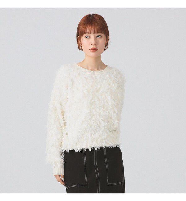 Ray BEAMS 「カット ジャカード フリンジ クルーネック ニット」|ニット・セーター|